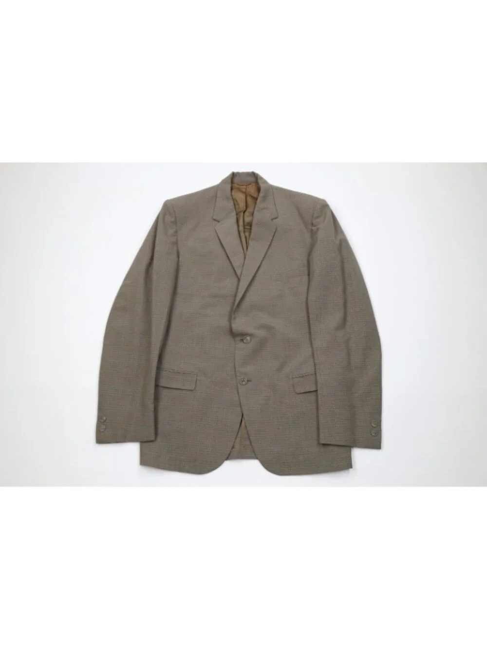 Vintage 50s 60s Streetwear Mens 36R 2 Piece Wool Suit Wedding Green Plaid 30x31